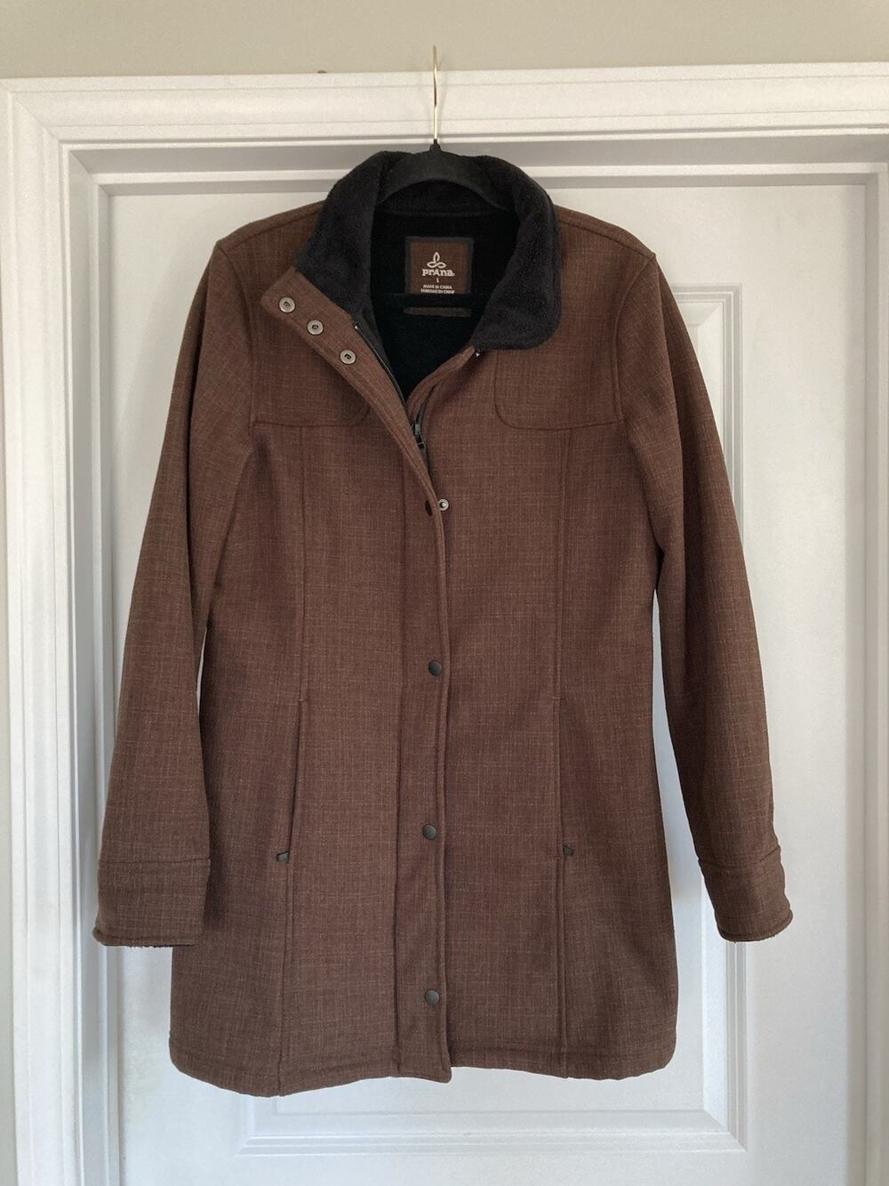 Prana Fleece Lined Jacket Womens Large w/ Zippered Pockets Utility Gorpcore Hike